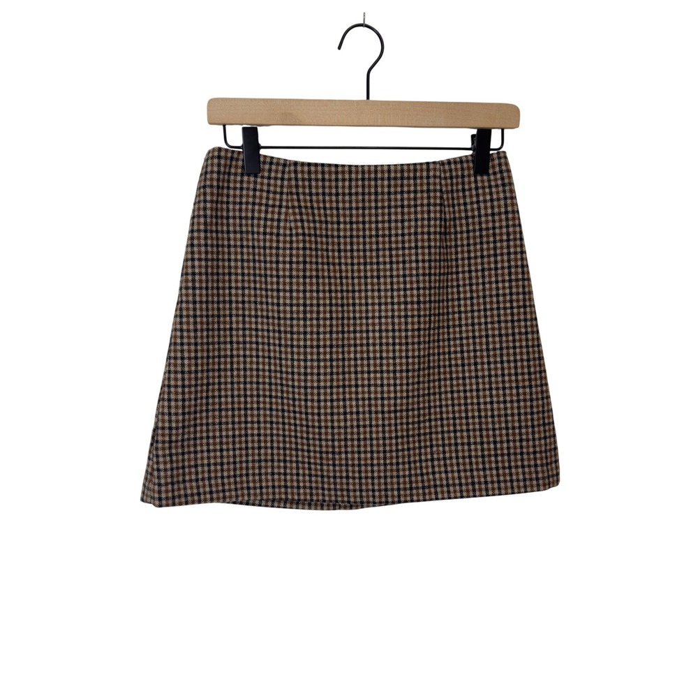 ASTR the Label Brown Black Plaid Wool Blend Mini‎ Skirt A-Line Dark Academia